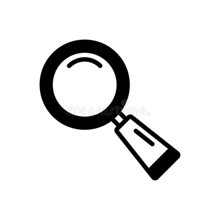 Zwart stevig pictogram voor zoeken onderzoek en zoektocht ontdekking het vinden embleem 151459100